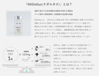 NOMON、NMN含有サプリメント「NADaltus(R)」　 価格約6割引き下げ後、販売数が1ヵ月で580％アップ