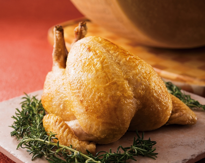 チキンのロースト リゾット入りチーズソース