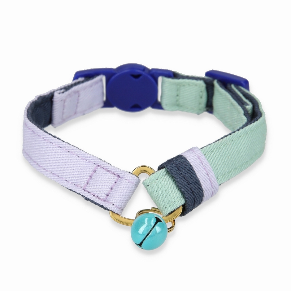 ねこにやさしいVネック首輪 プレーン(ラベンダー/ライムグリーン)