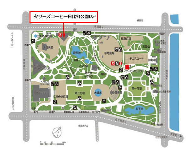 「タリーズコーヒー日比谷公園店」位置図