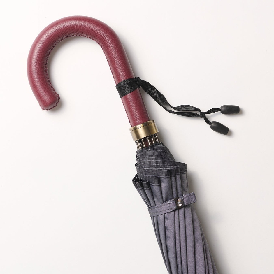 ボルドー×メンズ雨傘「エクシヴ-シルバーグレイ」