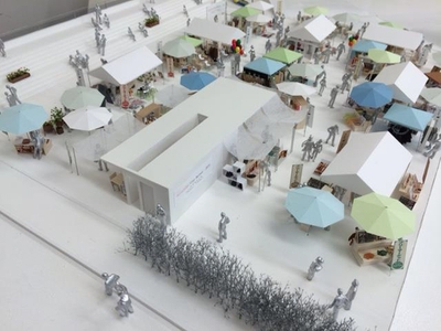 優秀賞を受賞した近畿大学大学院生の作品白帆で広がる物語~テントでつながるトイレと広場~