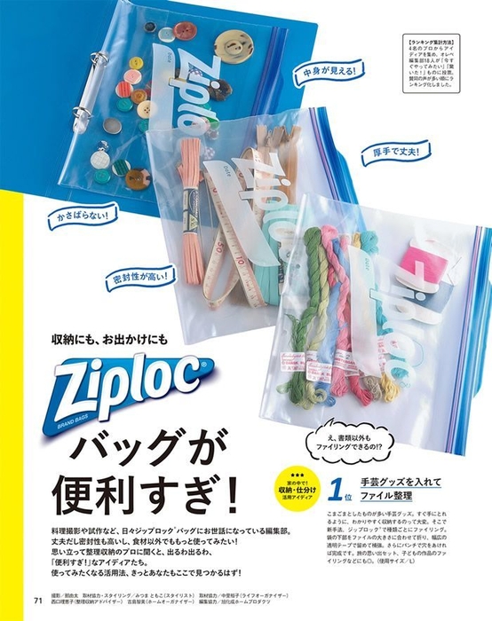 「収納にも、お出かけにも Ziploc(R)バッグが便利すぎ!」
