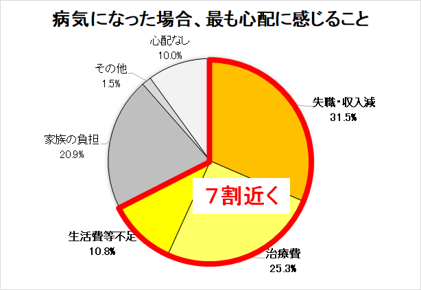 病気になった場合、最も心配に感じること