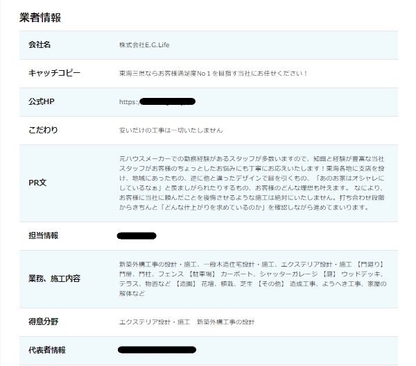 掲載企業詳細ページ例