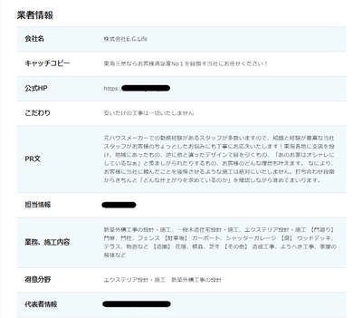 掲載企業詳細ページ例
