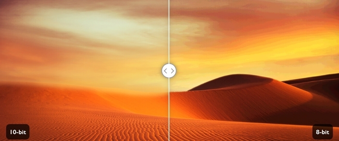 滑らかなカラーグラデーションを可能にする10bit 色深度