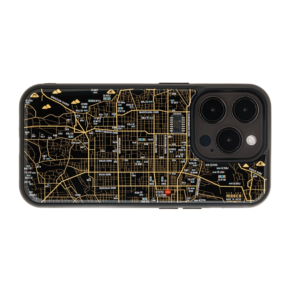 FLASH 京都回路地図 iPhone 15 Proケース　黒     