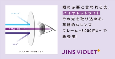 眼に必要と言われる 「バイオレットライト」を取り込む革新的レンズ　 JINS VIOLET＋の価格を一新、＋￥5,000(＋税)～新登場