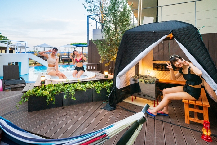 サウナとキッズプールの水風呂