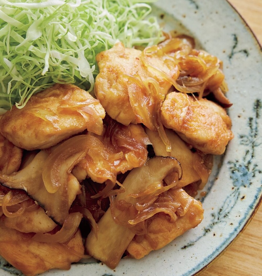 「鶏肉とエリンギのしょうがじょうゆ炒め」