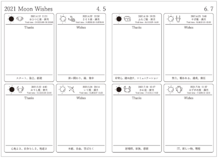 新月満月願い事カレンダー