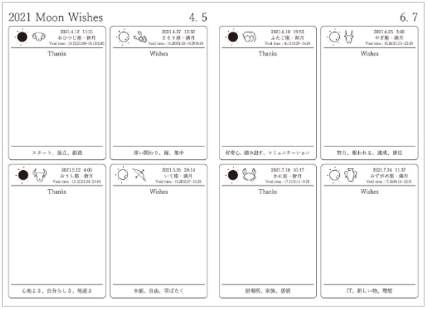 新月満月願い事カレンダー