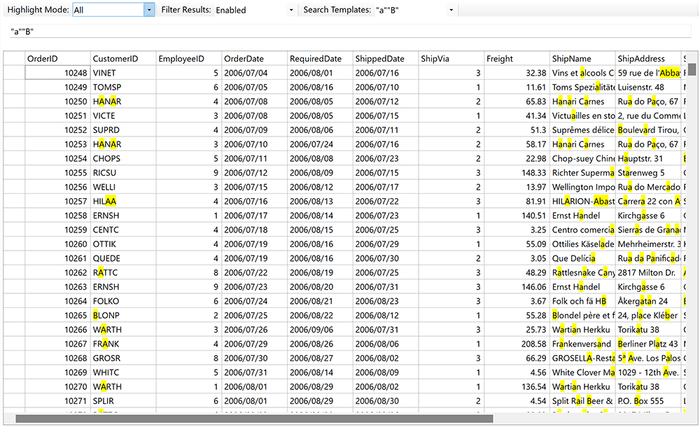 検索結果の強調表示(FlexGrid for WinForms)