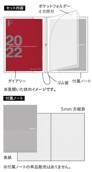 ハードカバー ホルダータイプ　セット内容/付属ノート