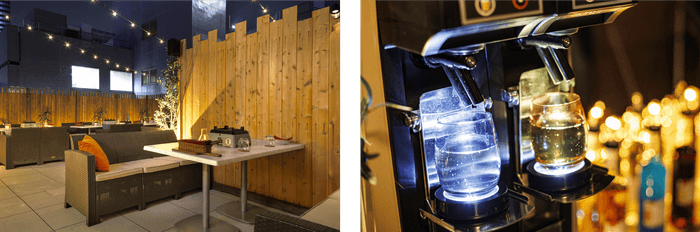 全席ソファ席でゆったりとした空間、フリーフローで自由に組み合わせるドリンク各種