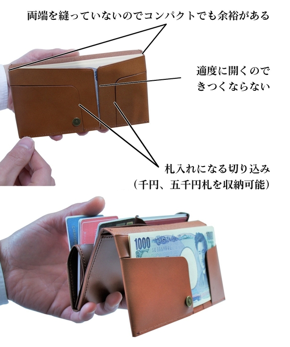 1室にも2室にも変化する札入れ ※国内意匠出願済