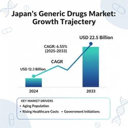 日本のジェネリック医薬品市場は2033年までに225億米ドルに達すると予想｜年平均成長率6.55%