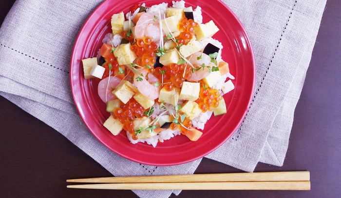 水なすピクルスの簡単ちらし寿司