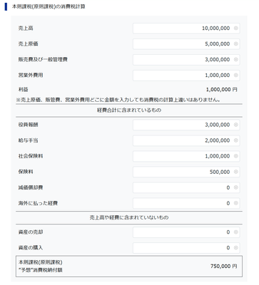 本則課税(原則課税)の消費税計算