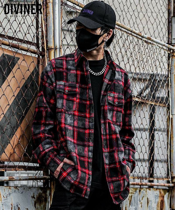 Pasting Logo Plaid Shirt（レッド）