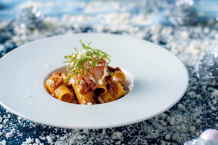 ポルチーニ茸とイタリア産生ハムのリガトーニパスタ(オプション)