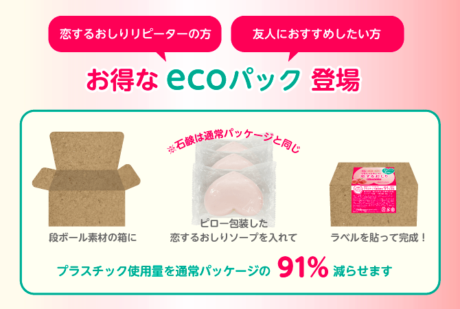 恋するおしり　エコパック　プラスチック使用量削減