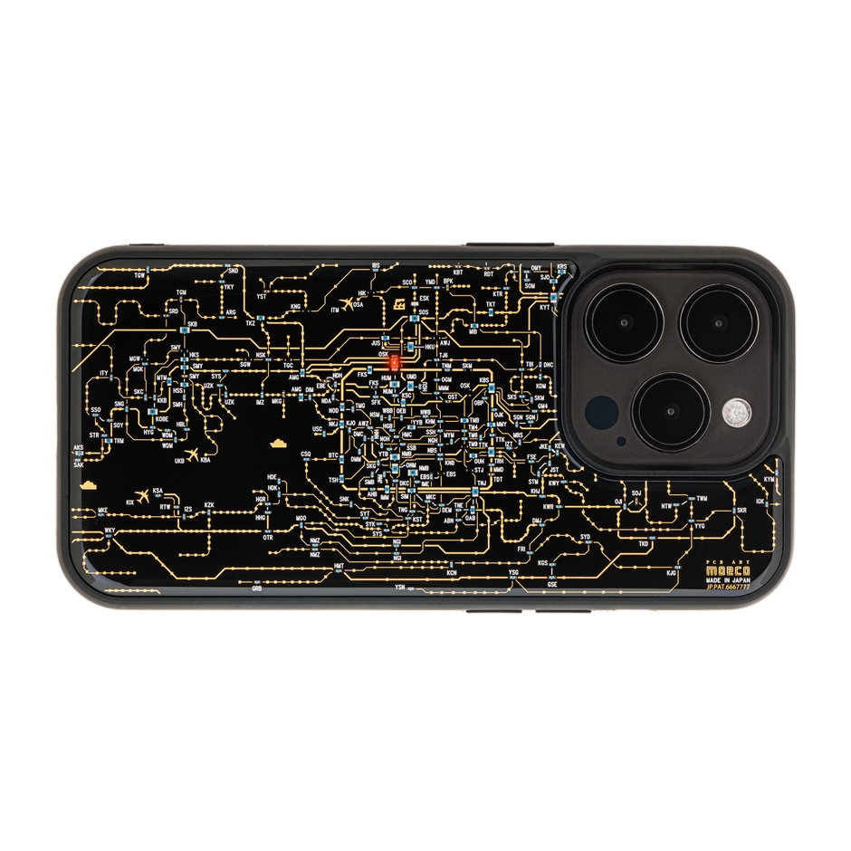 FLASH 関西回路線図 iPhone 15 Proケース　黒