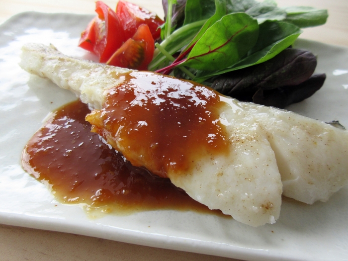 高千穂焦がしバター焼肉のたれ:白身魚のソテー