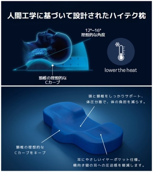 人間工学に基づいて設計されたハイテク枕