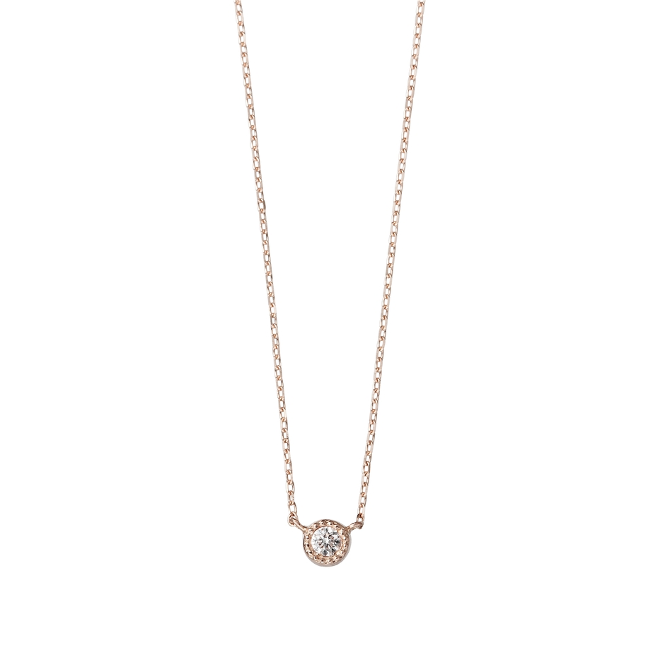 ラウンドプチダイヤネックレスラージ　ピンク