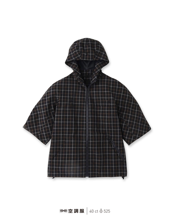 チェックフードブルゾン フロント