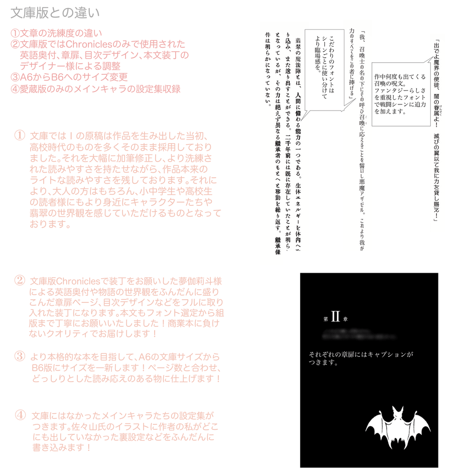 文庫版との違い、フォント選定例