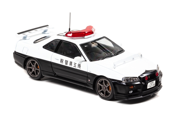 RAI'S 1/43 日産 スカイライン GT-R (BNR34) 2000 埼玉県警察高速道路交通警察隊車両(803):右前