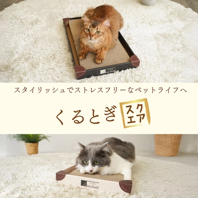 画期的な視点の猫の爪とぎ「くるとぎスクエア」　 保護猫・地域猫活動団体・支援メディア等に無償提供を開始