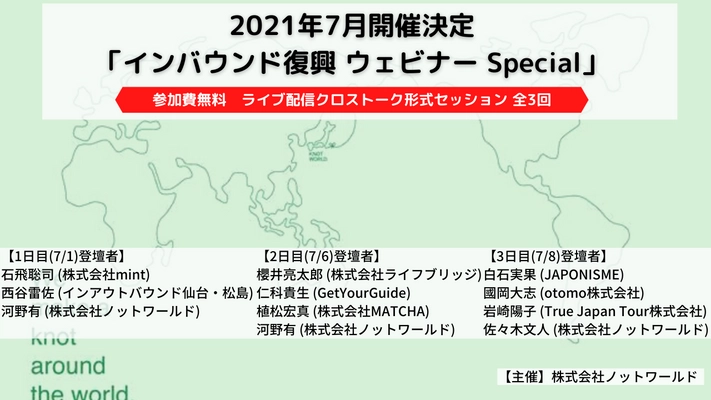 日本の観光産業再興のためのオンラインシンポジウム「インバウンド復興ウェビナー Special」開催決定