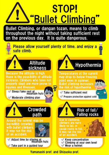 「STOP！弾丸登山」チラシ(英語)