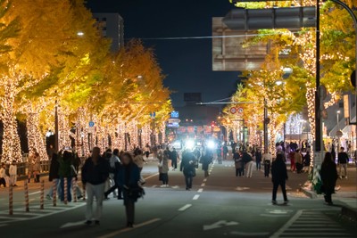 けやき大通りの歩行者天国の様子