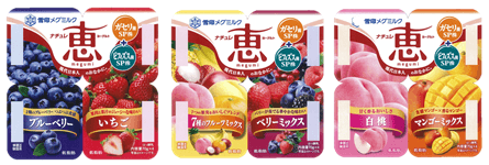 『ブルーベリー+いちご』、『7種のフルーツミックス+ベリーミックス』、『白桃+マンゴーミックス』