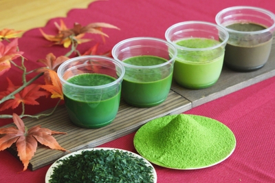 抹茶2品種・煎茶1品種・ほうじ茶味