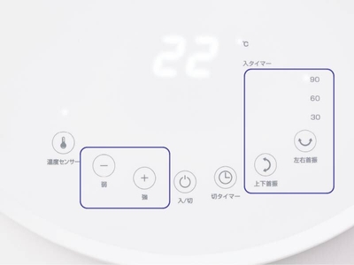 首振・風量ボタンは独立タイプで操作しやすい