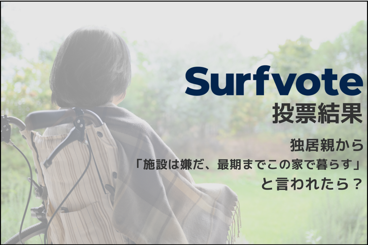 1人で過ごさせることに不安を感じる独居親から「施設は嫌だ、最期までこの家で暮らす」と言われたら?Surfvote投票結果