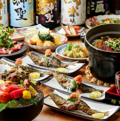 通常料金に500円追加で山本本家の日本酒12種類付き飲み放題に変更OK