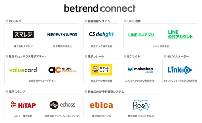 ビートレンド、『betrend connect』プログラムにより オンライン／オフラインの顧客接点拡大を支援　 ～店舗販促アプリと POSレジ・ECサイト・予約管理システムとの連携強化～