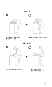 手洗いや洗顔、家事の時は「両膝を曲げる」