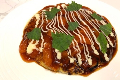 お好み焼き フレッシュトマトと大葉のソース