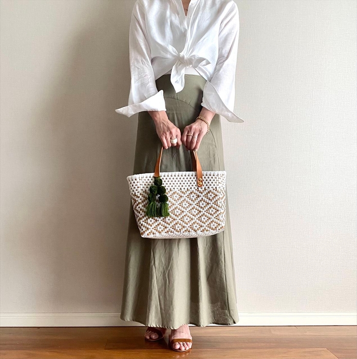 ダイヤ柄ワイドM ホワイト×ゴールド