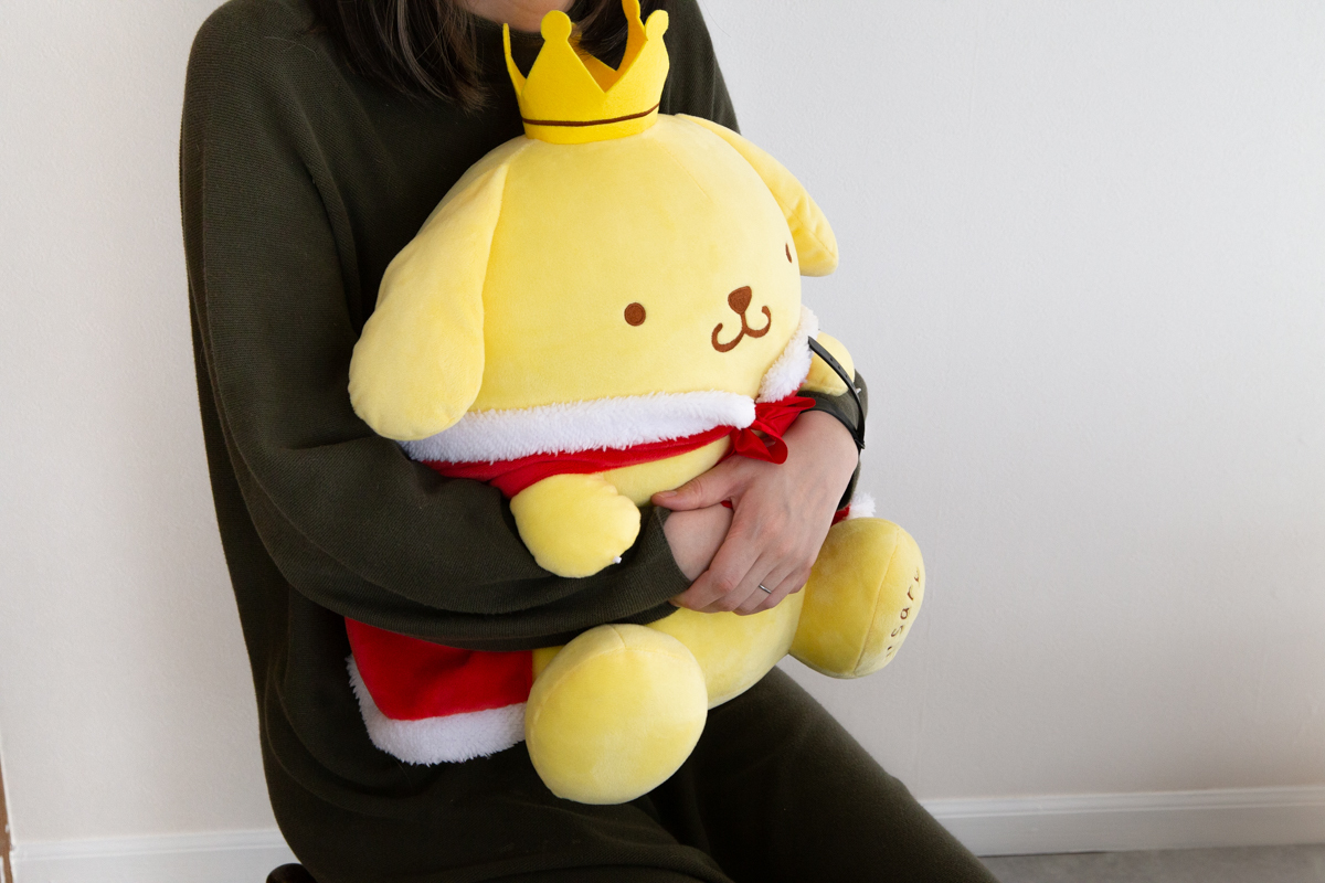 ポムポムプリン　25周年　25th 限定マスコット　限定ぬいぐるみ ポムポムプリン25周年記念！ ふわふわのぬいぐるみPCクッション
