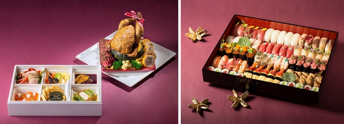 (左)Christmas Takeout イメージ (右)特選寿司「御殿山(五人前)」 イメージ