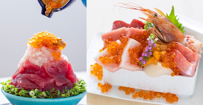 豪華限定メニュー 赤富士てっぺん丼/海鮮贅沢タカラ箱